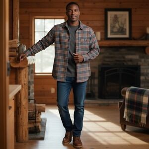 LL Bean Flannel Shirt Plaid Button Up Long Sleeve Casual Mens Sz XL Tall Hipster